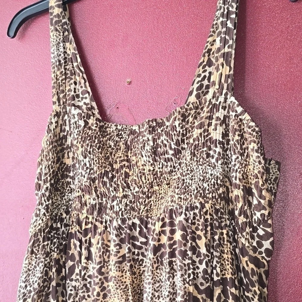 Tan and Brown Leopard Maxi Ruffles Dress - Picture 9 of 9